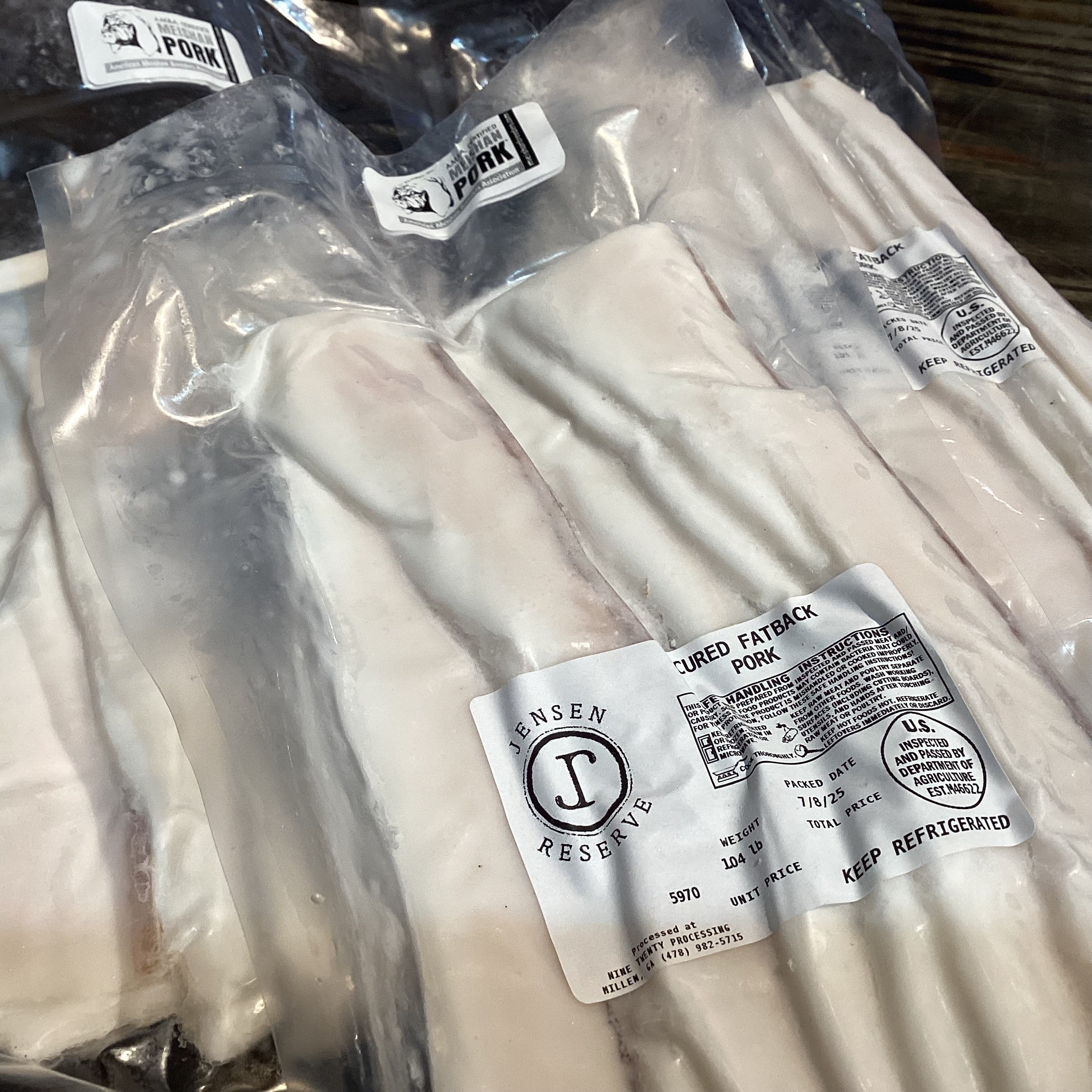 A.M.B.A. Certified Meishan Pork Fat Back