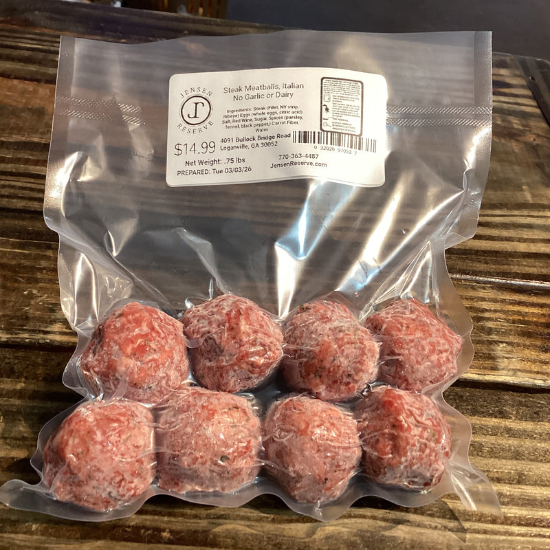 Steak Meatballs, 8 per pack, Only Filet- NY Strip- Ribeye Custom Grind, No Dairy or Garlic
