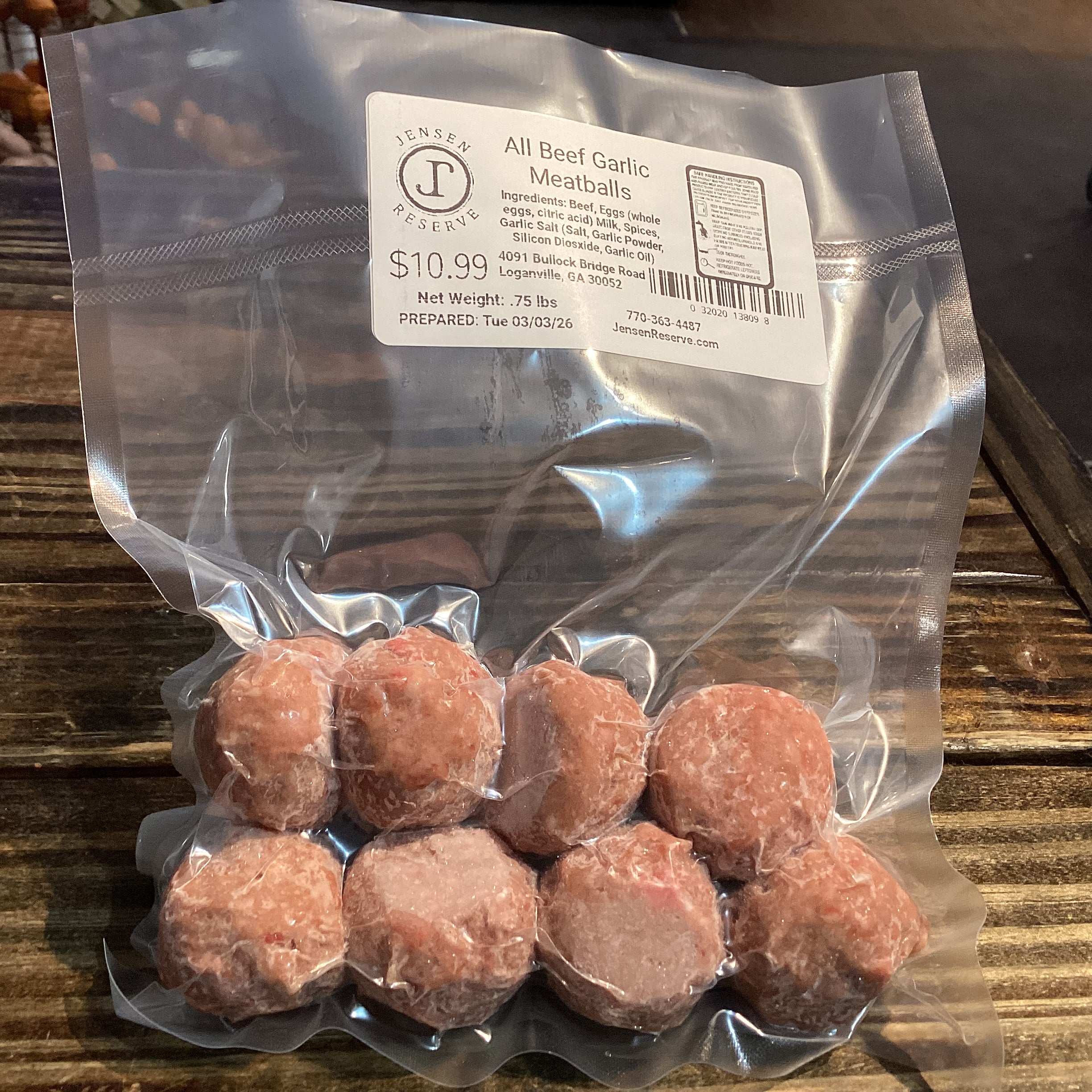 All Beef Garlic Meatballs - Raw #keto